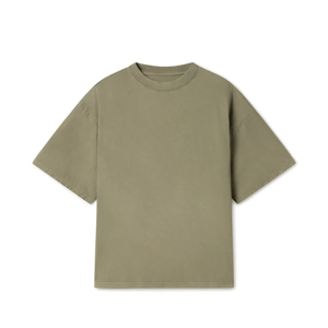 Camiseta de hombre de lana peinada con cuello redondo y hombros caídos, estilo oversize, de longitud regular, estilo boxy, ecológica, de alta calidad, con estampado personalizado de letras. - Product Image 1