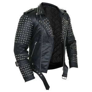 <b>Men's</b> Punk Style PU Leather Motorcycle <b>Jacket</b> With Rivets And Zipper Closure Turn-down Collar Slim Fit Autumn Wear - Product Image 3
