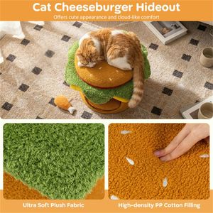 Cuccia per Gatti a Tema Cheeseburger, Simpatico Giocattolo di Peluche a Forma di Hamburger e Pollo Fritto, Giallo, Giocattolo Interattivo per Animali Domestici con Movimento, Nessun Assemblaggio Necessario - Product Image 4