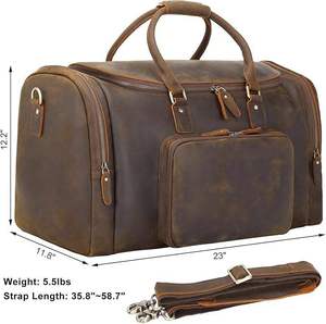 High Quality Custom Made Luxury Genuine Leather Foldable Waterproof Gym <b>Duffel</b> <b>Bag</b> for Travel and Sports Use - Product Image 5