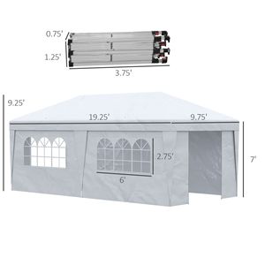 "20x10 Pop up <b>Canopy</b> <b>Tent</b> with Sidewalls Double Doors Wheeled Bag White" - Product Image 3