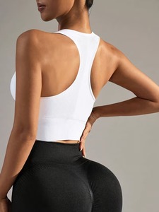 High Elasticity Running Sports Bra | Women's Scoop Neck Seamless Gym Crop Cami | Ribbed <b>Underbust</b> Band Athletic Sportswear - Product Image 2