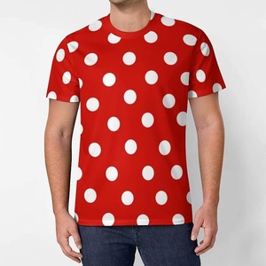 เสื้อยืดพิมพ์ลายจุดสีแดงผู้ชายลำลองแขนสั้นคอกลมแฟชั่นท็อป - Product Image 3