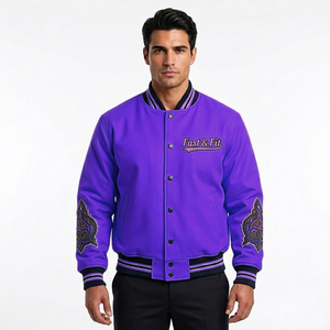Custom Logo Streetwear High Quality Embroidery Breathable Windproof <b>Winter</b> <b>Fleece</b> Bomber Varsity Jacket Unisex - Product Image 1