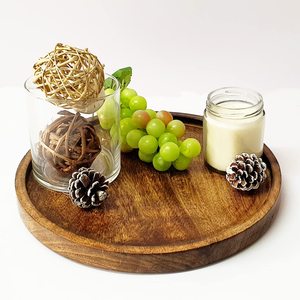 Plateau en bois multifonctionnel, élégant, gravé, de style européen et américain, réutilisable, écologique, pour la table, la décoration et les aliments - Product Image 2