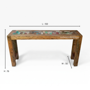 Rustic Teak Wooden <b>Console</b> <b>Table</b> Patchwork for Living Room Entryway Apartment Hotel Home Furniture Reclaimed Boat Wood Wholesale - Product Image 1