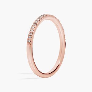 BRILLIANT DIAMANT Petite Lab Grown Diamond Micro Pave 14K Rose Gold Rhodium Plated <b>Thin</b> Stackable Luxury Wedding <b>Ring</b> - Product Image 2