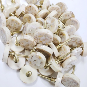 Palm Wood Door Knob Cabinet <b>Drawer</b> <b>Pull</b> Handles with <b>Brass</b> Frame Hardware Kitchen Furniture Handles & Knobs - Product Image 2