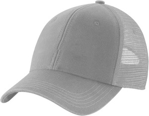 Gray 6-Panel Trucker Cap 100% Cotton Mesh Back Common Adjustable Unisex Casual Hat Solid Color Adult Fit - Product Image 5