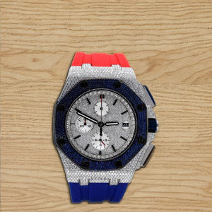 Montre analogique Moissanite de sport pour hommes-Montre-bracelet à quartz pour l'extérieur et le fitness, montre-bracelet chronographe à la mode fabriquée à la main en Inde - Product Image 1