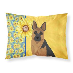 Verano girasoles pastor alemán ilustraciones funda de almohada negro bronceado ligero Super suave fácil cuidado decorativo cojín estándar - Product Image 1