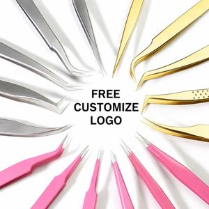 Pinzas para Cejas Laah con Logotipo Personalizado Gratuito, Pinzas de Volumen de 90 Grados, Pinzas para Extensión de Pestañas con Punta de Fibra, Pinzas para Pestañas - Product Image 1