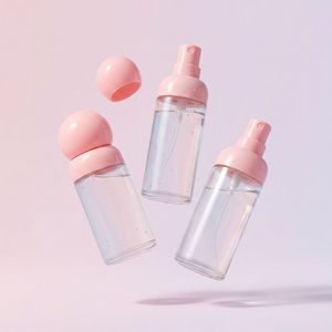 Cylindrical PET Plastic Container 50ml 80ml 100ml Clear Pink Fine <b>Mist</b> Spray Pump <b>Bottle</b> for Body <b>Mist</b> Sunscreen Perfume - Product Image 3