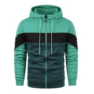 Sweat-shirt à capuche zippé pour homme, coupe classique, color block, décontracté, pour l'automne, en polyester et coton, manches longues, pour adultes - Product Image 1