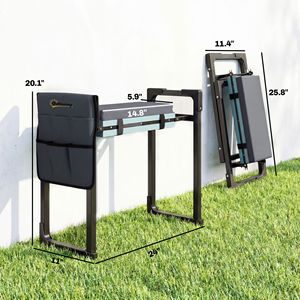Sgabello da Giardinaggio Pieghevole Resistente, Sedile e Supporto per le Ginocchia con Imbottitura Morbida e Spessa e Gambe in Acciaio Estensibili - Product Image 3