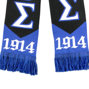 Écharpe Phi Beta Sigma noire et bleu roi avec lettres grecques tricotées, vêtement de fraternité 1914, écharpe élégante et chaude pour l'hiver - Product Image 4