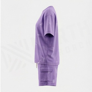 Ensemble 2 pièces pour femmes, imprimé géométrique, t-shirt à manches courtes et short cargo au-dessus du genou, coupe ample décontractée, vêtements de printemps et d'été - Product Image 3