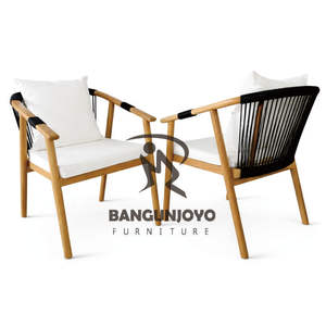 Sillas de Comedor de Diseño Moderno con Madera de Teca, Cuerda y Cojines de Algodón para Uso en Hogar, Hotel, Villa o Restaurante - Product Image 1