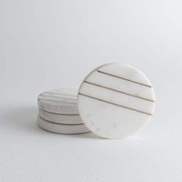 Sous-verres en marbre naturel de qualité supérieure pour boissons, avec surface polie et lisse, accessoires de table élégants pour la maison et le bureau