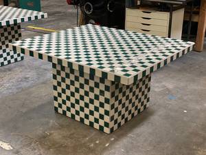 Luxury Bone Inlay Checkerboard Center Table Handmade Mosaic Coffee Table Modern Living Room Furniture <b>Black</b> White Inlay Accent - Product Image 5