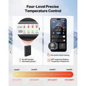 Chaussettes chauffantes à batterie rechargeable 5000mAh Chauffe-pieds électrique contrôlé par application 4 niveaux de chauffage pour hommes/femmes chasse Camping - Product Image 2