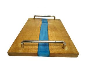 Bandeja Rectangular de Madera Hecha a Mano, Bandeja de Servicio de Madera y Resina Artesanal India, Bandejas de Madera para Servir Alimentos en la Cocina - Product Image 3