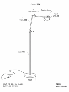 Modern Metal LED Floor Lamp Touch <b>Dimmer</b> Adjustable Height 10W Warm White Light T2626 Made in Vietnam High quality - Product Image 3