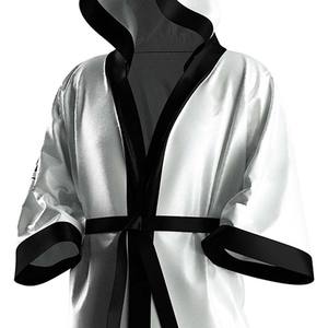 Wholesale <b>Cheap</b> Price Black Satin Hooded Robe with Gold Trim Polyester Comfortable Wear for Boxing <b>Ring</b> Walk or MMA Events OEM - Product Image 6
