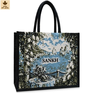 Bolsa de Compras de Yute Natural Laminado, 41x35x17 cm, Logotipo Personalizado, Venta al Por Mayor, OEM, Marca Privada, Pedido al Por Mayor, Modelo SS522-B - Product Image 1