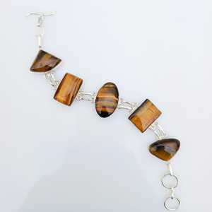 Tigers Eye Bracelet Sterling Silver Plated Handmade Gemstone Jewelry Adjustable Women <b>Men</b> Fashion Gift - Product Image 1