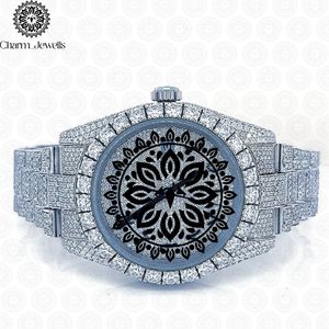 Montre de luxe Charm Jewells en acier inoxydable, incrustée de diamants, mouvement mécanique analogique, mode masculine, cadran de 40 mm, cristal saphir - Product Image 2