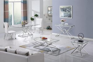 Luxury Stainless Steel <b>Console</b> <b>Table</b> with Tempered <b>Glass</b> Top Modern Entryway Hallway <b>Table</b> Contemporary Furniture - Product Image 2