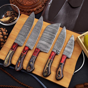 Ensemble de couteaux de cuisine en acier Damas, collection complète de couteaux culinaires pour hacher, trancher, couper en dés, préparer les légumes et la viande - Product Image 3