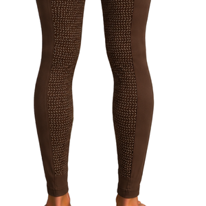 <b>Women</b> Chocolate <b>Brown</b> High Waist Equestrian Horse Riding <b>Leggings</b> Stretch Breeches Textured Fabric Front Pocket Design - Product Image 4