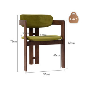 Chaises de salle à manger modernes du milieu du siècle en bois massif avec repose-pieds rembourrés pour la réception de bureau - Product Image 4