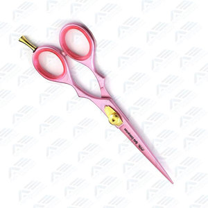 Ciseaux de coiffeur élégants en acier inoxydable, écologiques, réutilisables, avec repose-doigts, rose clair, revêtement spécial - Product Image 4