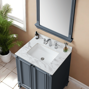 Lavabo Rettangolare Sottopiano in Ceramica 79x56 cm, Top per Mobile Bagno in Pietra Sinterizzata Bianco Carrara - Product Image 3