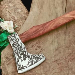 Hacha tomahawk de acero inoxidable, mango de fresno envuelto en cuero, mango de palisandro, hacha de supervivencia, hacha hecha a mano para hombres - Product Image 3