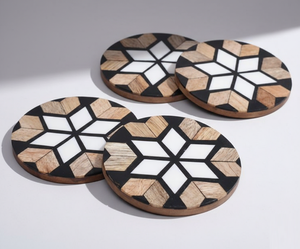 Ensemble de sous-verres artisanaux en résine et bois, magnifiques sous-verres pour boissons, décoration de table à café ou à thé, cadeau pour la maison, la cuisine ou la salle à manger - Product Image 1