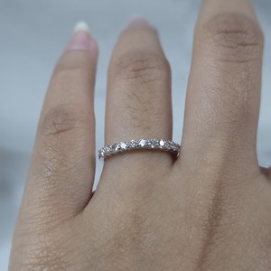 แหวนทอง 14KT ประดับเพชรแล็บโกรว์ 0.33 กะรัต สำหรับผู้หญิง |   แหวนวันครบรอบแต่งงานที่เรียบหรูและมีสไตล์ |   เครื่องประดับเจ้าสาวแบบซ้อนกันได้ - Product Image 3
