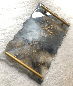 Bandeja de Comida Moderna de Resina Personalizada con Hermoso Diseño de Asa Metálica Dorada, Apta para Lavavajillas, Plegable, para Desayuno, Té, Café, Bocadillos, Uso Diario - Product Image 5