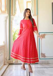 Kurti Anarkali Rosa de Rayón con Estampado Floral para Mujer, Diseño Acampanado, Ropa Casual de Verano, Corte Regular, Tela Cómoda de Alta Calidad - Product Image 6
