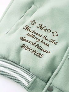 High Quality Custom Embroidery Breathable Eco-Friendly 100% Cotton <b>Fleece</b> <b>Lining</b> Varsity <b>Jacket</b> Men Baseball College Streetwear - Product Image 3