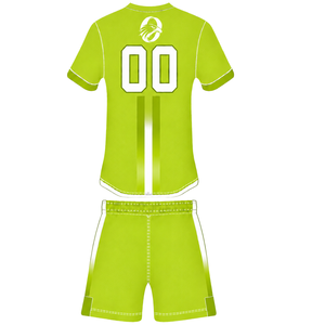 Ensemble de rugby vert lime et blanc, maillot à manches courtes avec fermeture éclair sur le devant, short assorti, respirant, uniforme de sport pour l'entraînement en équipe - Product Image 2