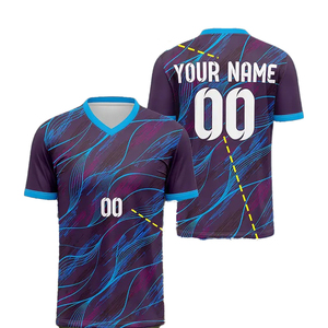 เสื้อฟุตบอลคอวี แขนสั้น แห้งเร็ว ระบายอากาศได้ดี พิมพ์ลายแบบรีดร้อน คุณภาพดีที่สุด ขายส่งแบบใหม่ ผลิตจากโพลีเอสเตอร์ 100% รับสั่งทำ - Product Image 5