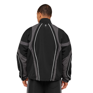 เสื้อแจ็คเก็ตแทร็คโอเวอร์ไซส์สำหรับผู้ชาย น้ำหนักเบา กันลม มีซิป เสื้อผ้ากีฬา สตรีทแวร์ แผงตัดต่อสีตัดกัน เสื้อโค้ทลำลองสำหรับออกกำลังกาย ชุดกีฬา - Product Image 2