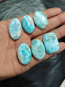 Cabochons en Larimar Naturel Poli Bleu Blanc Ovale Goutte d'Eau en Gros Pierres Libres pour la Fabrication de Bijoux - Product Image 3