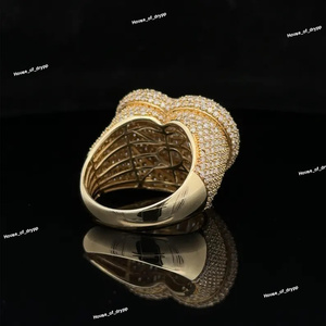 Lujo Hip Hop forma de corazón plata esterlina rodio plateado anillo Baguette Moissanite diamantes Iced declaración anillo para hombres mujeres - Product Image 5