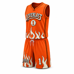 Ensemble d'uniformes de basketball personnalisés sublimés, maillot et short d'équipe, 100 % polyester, tissu respirant en maille, grande taille, unisexe, OEM - Product Image 5