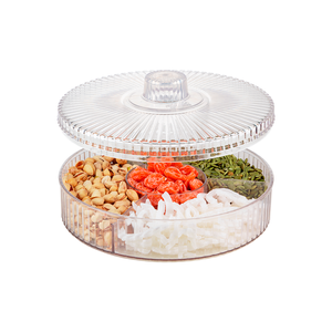 Plateau à bonbons rond Hokori à 4 compartiments, plat de service en plastique vierge pour collations, fruits secs et décoration de Tet - Product Image 1